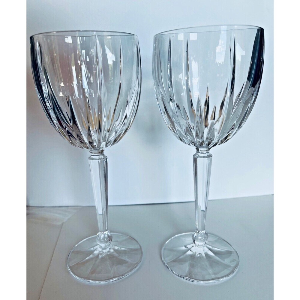 MIKASA Regal Flair Crystal 8 1/4" Water Goblet Wine Glass 9 ounce SET of 2 Two